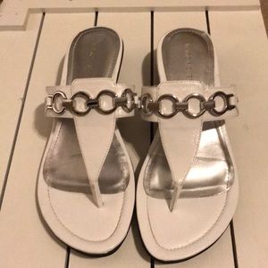 Marc Fisher white leather sandals
